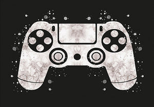 un tableau de gamer avec une illustration de manette blanche