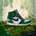 Peinture d'une chaussure Jordan 1 verte et blanche