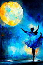 tableau reproduction peinture, ballerine bleue au clair de lune