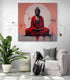 tableau Bouddha Zen apportant un peu de couleur dans un salon minimaliste