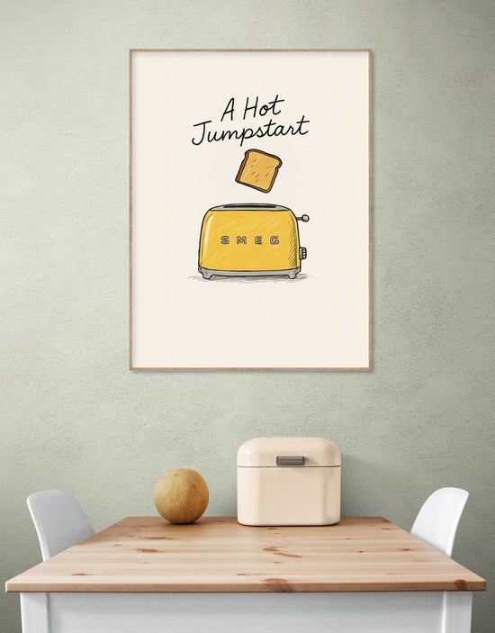 Illustration de grille-pain vintage jaune avec toast dans cuisine rétro