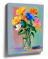 Tableau bouquet fleurs multicolores pour salon contemporain