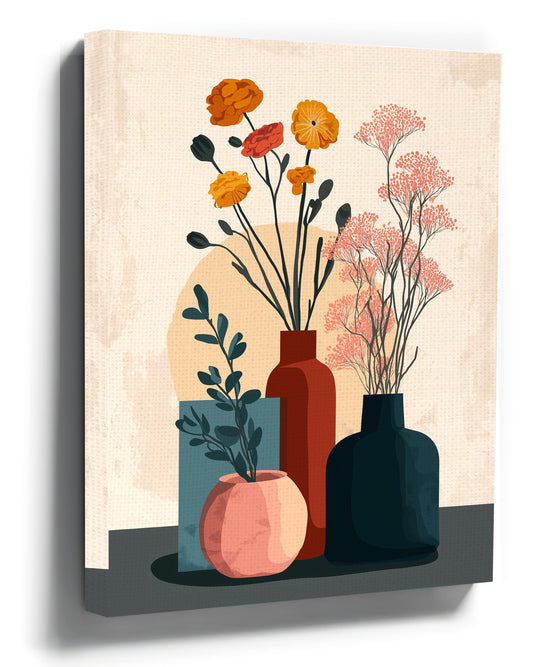 Tableau décoratif Vases stylisés, douceur pastel - tableau décoratif mural en situation