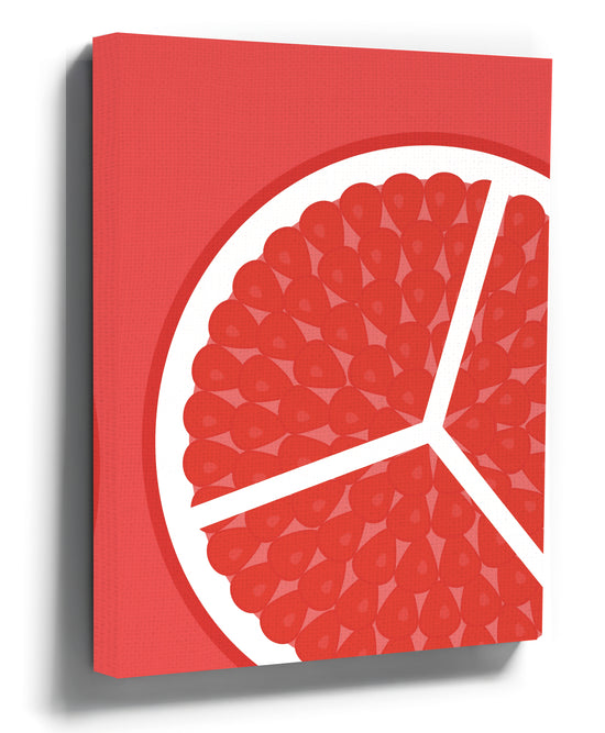 Tranche de grenade stylisée toile minimaliste rouge
