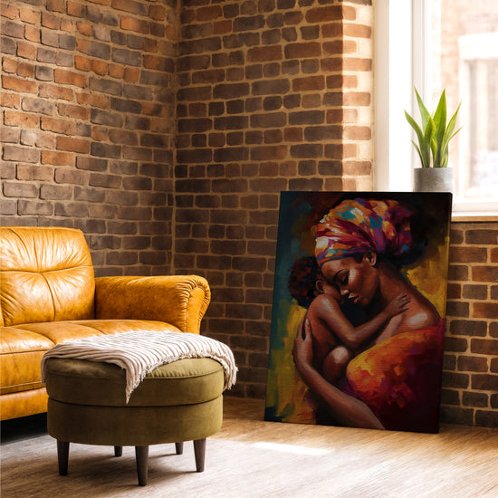 Mère africaine et bébé tableau pour salon industriel