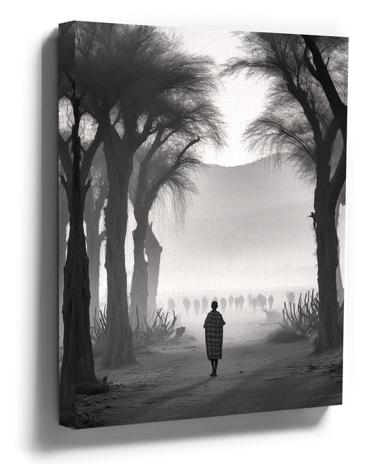 Paysage éthiopien noir et blanc tableau pour salon minimaliste