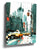 Taxis jaunes New York toile street art bleu orange