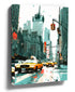 Taxis jaunes New York toile street art bleu orange