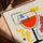 Tableau verre de vin abstrait pour cuisine scandinave
