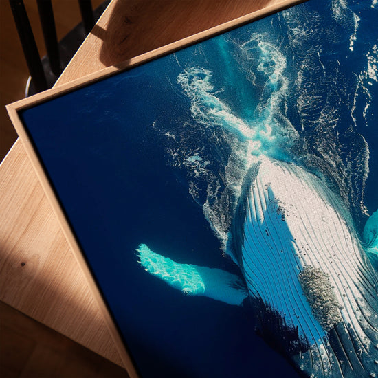 Baleine à bosse océan tableau mural pour salon scandinave