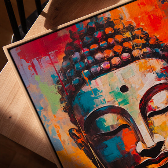 Bouddha multicolore street art tableau pour salon scandinave