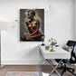 Une œuvre d'art unique, le tableau d'une femme africaine nue, ajoutant du caractère à un espace de bureau moderne