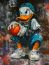 Toile Donald Duck basket, ambiance urbaine, street art