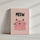Tableau chambre fillette chat rose MEOW fond beige ambiance minimaliste épurée lumineuse