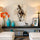 Tableau cheval abstrait noir beige ocre pour décoration murale salon minimaliste moderne