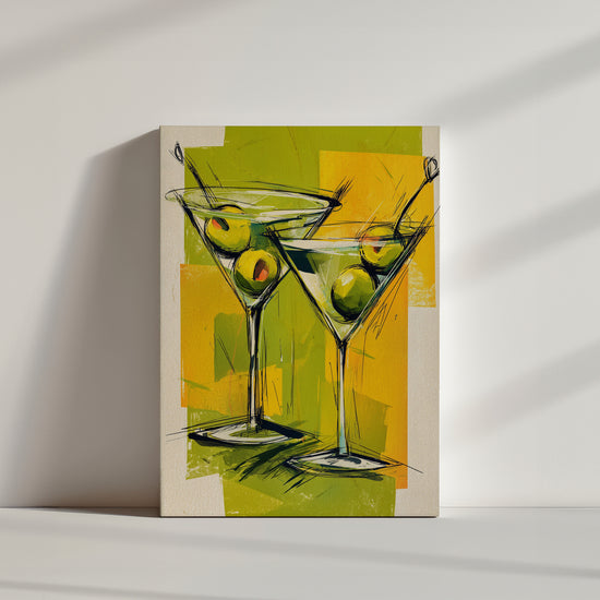 illustration pour cuisine verre de martini gin olive