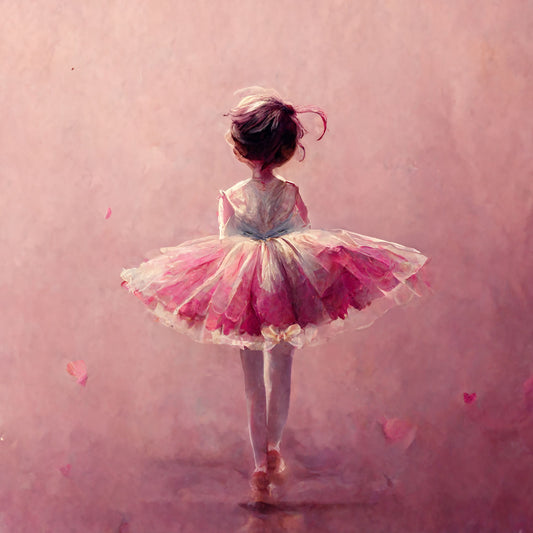 Tableau de décoration de ballerine gracieuse vêtue de tutu rose sur pointes, exprimant son amour de la danse de manière élégante et expressive