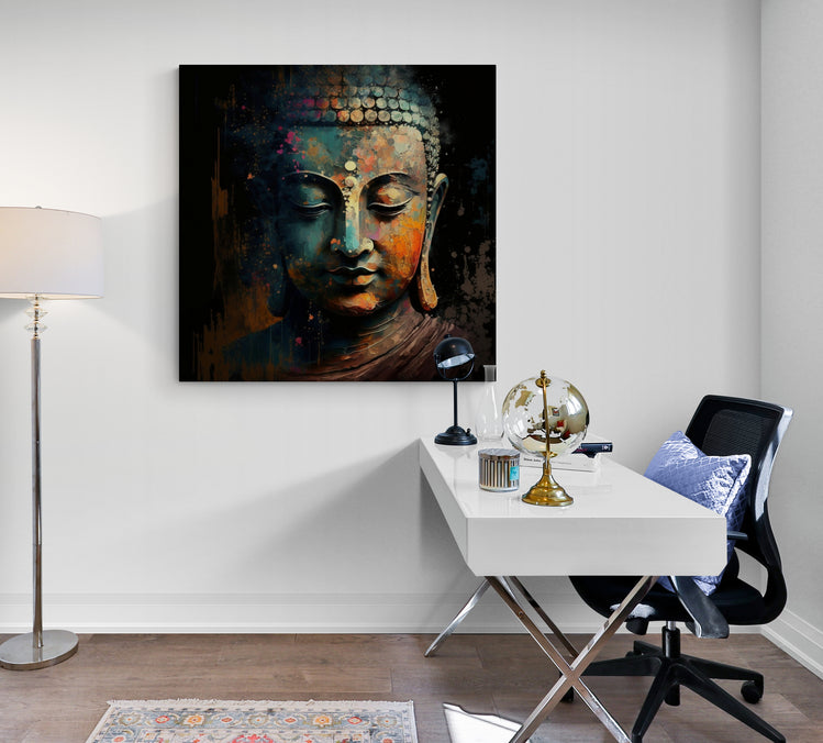 toile bouddha art abstrait dans un bureau design