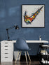 Bureau contemporain, tableau Nike Swoosh, style éclaboussure.