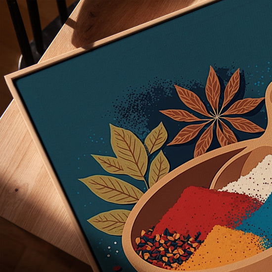 Bol d'épices indiennes tableau pour cuisine scandinave
