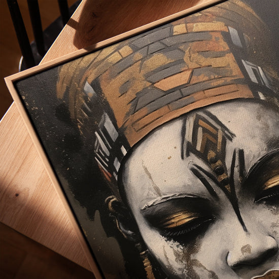 Tableau femme tribu africaine pour salle à manger scandinave