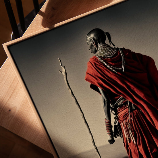 Tableau guerrier Maasai désert pour bureau minimaliste