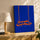 Tableau islamique calligraphie arabe orange bleu royal décoration murale salon moderne buffet chêne