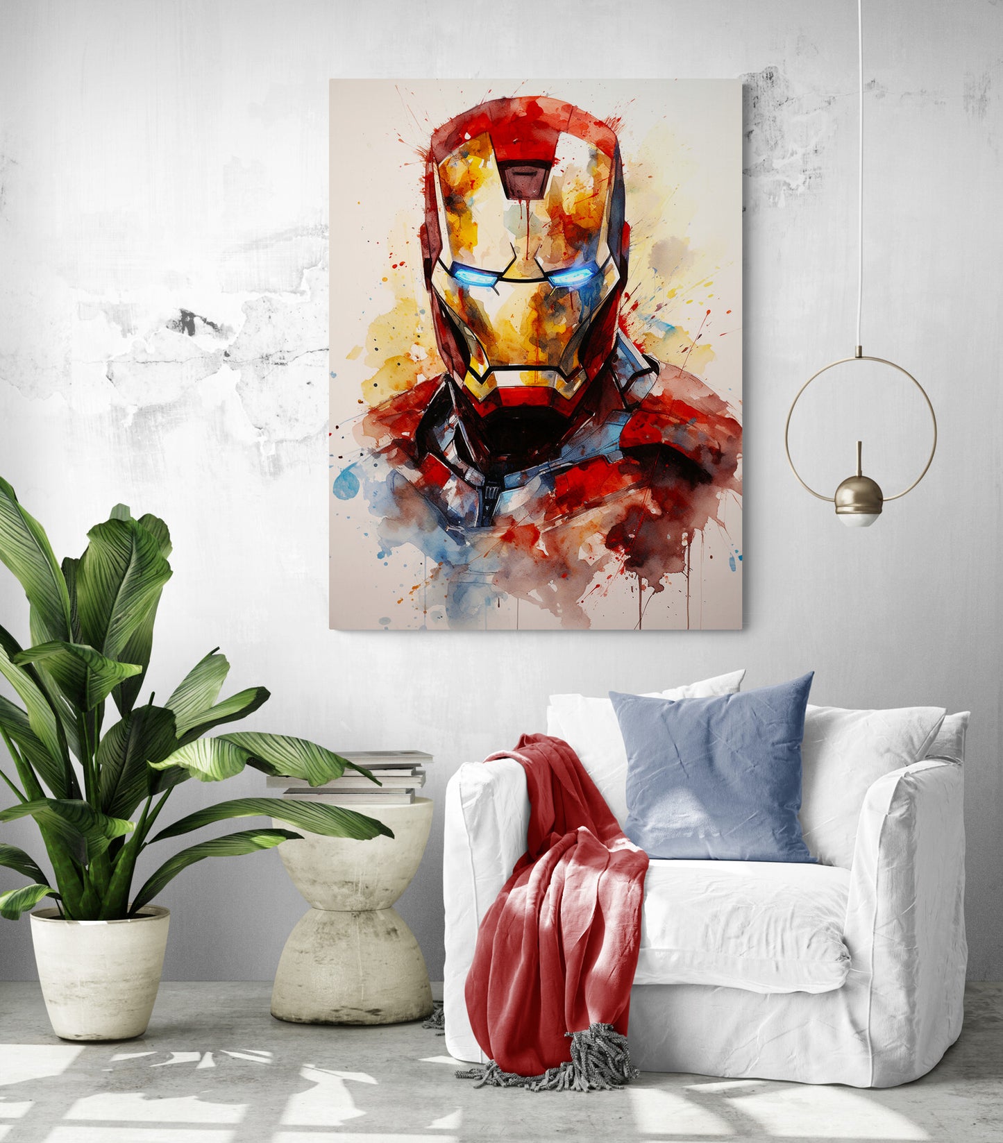 Tableau Iron Man Aquarelle - toile déco Marvel