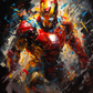 einture dynamique d'Iron Man, coups de pinceau expressifs.