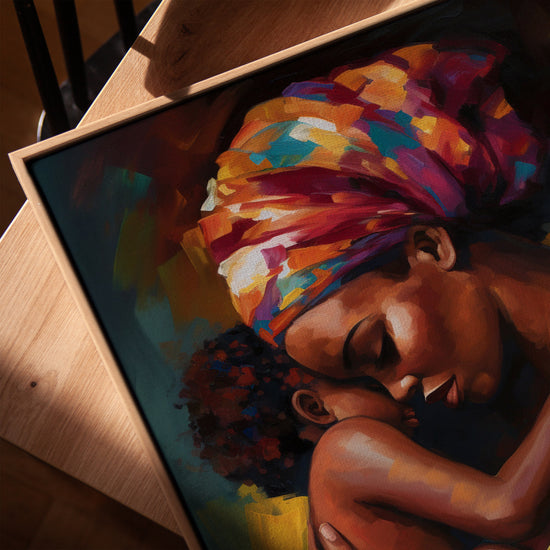 Maternité africaine tableau décoratif pour salon scandinave