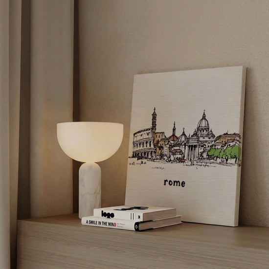 Tableau paysage Rome Colisée aquarelle sépia vert décoration murale salon moderne buffet