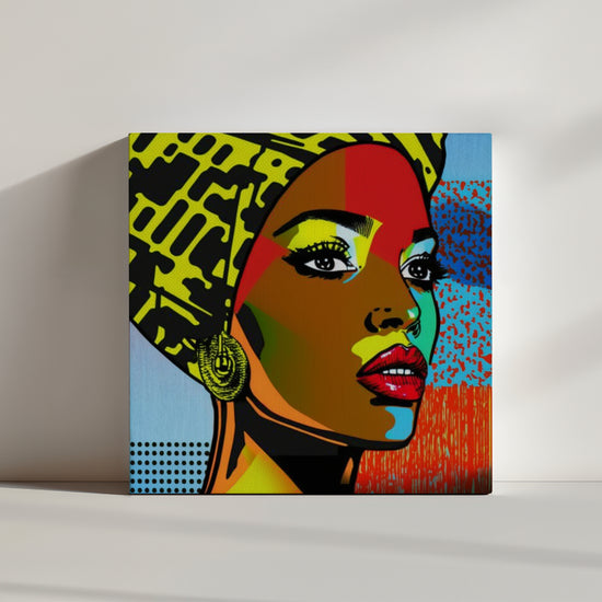 tableau pop art femme africaine, inspiré de l'art de Roy Lichtenstein