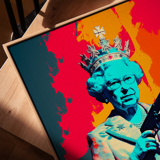 Reine couronnée pop art rebelle tableau pour bureau minimaliste