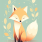 Illustration adorable de petit renard en tons pastel sur toile