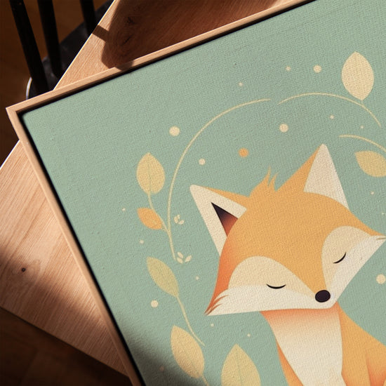 Illustration renard pastel tableau pour chambre enfant minimaliste