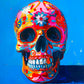 peinture vivement coloré de crâne décoré, style "calavera