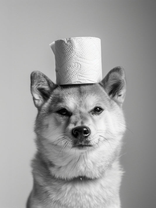 toile photographie portrait chien, monochrome, papier toilette.