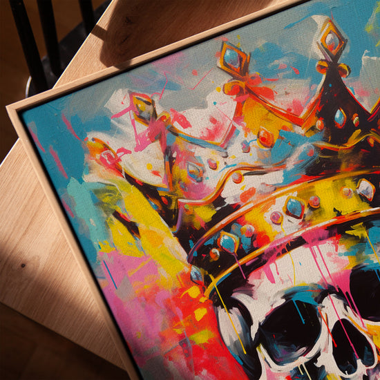 Tête de mort couronne graffiti tableau pour bureau scandinave