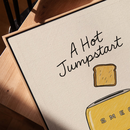 Tableau toaster rétro jaune avec toast pour cuisine minimaliste