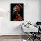 Affiché dans un bureau design, le Portrait photo Africain offre un contraste fascinant et énergise l'espace