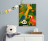 Tableau coloré d'animaux exotiques dans une chambre enfant joyeuse, illustration ludique