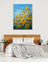 Tableau de tournesols en plein champ, style impressionniste, pour une chambre lumineuse et moderne