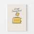 Toaster rétro jaune avec tranche de pain grillé et texte "A Hot Jumpstart" en style vintage