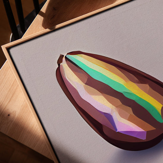 Fève de cacao diamant multicolore tableau pour salon minimaliste
