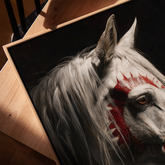 Cheval blanc esprit guerrier toile pour salle à manger scandinave
