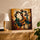 Trois femmes danse africaine toile abstraite bleu jaune orange