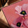 Tableau pavots roses impasto pour salon cadre chêne doré