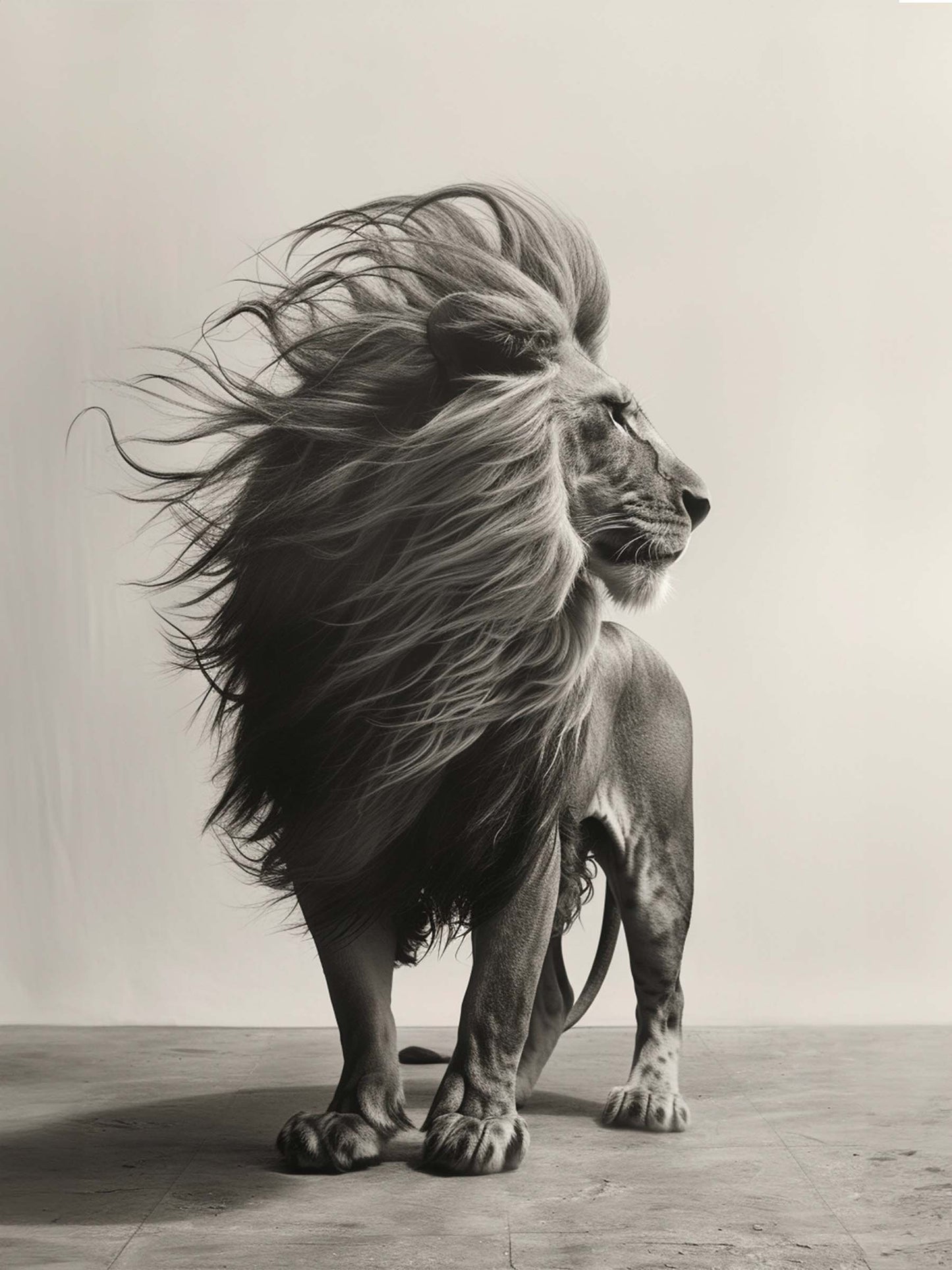 toile animal sauvage vent, noir et blanc, photographie.