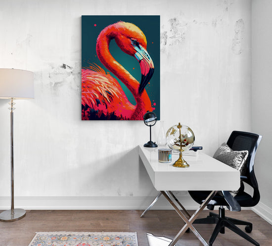 Toile, plexiglass, aluminium : tableau personnalisé flamant rose.