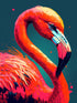 Tableau flamant rose, Teintes flashy, œuvre d'art captivante.